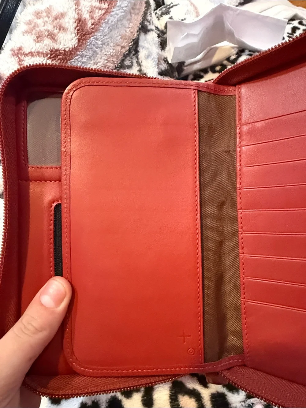 Vintage Coach Red Glove-Tanned Leather Zip Around Travel Wallet Organizer
